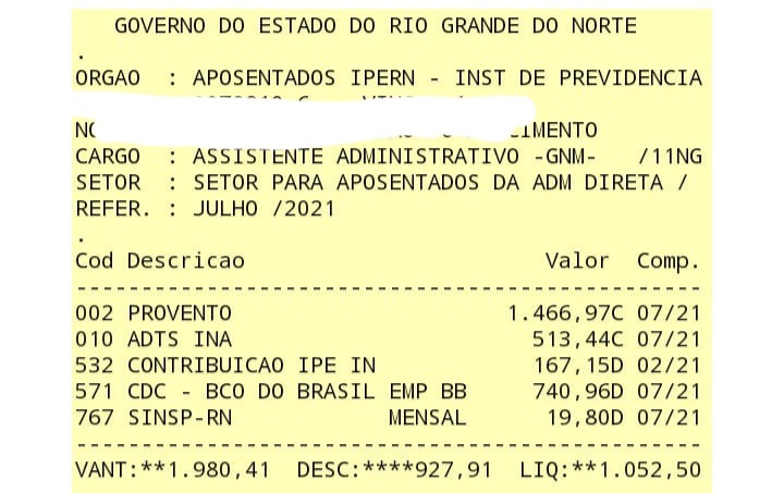 60f04a858ea6a Sindicato acusa Governo do RN de desconto ilegal; servidora teve R$ 582 retirados